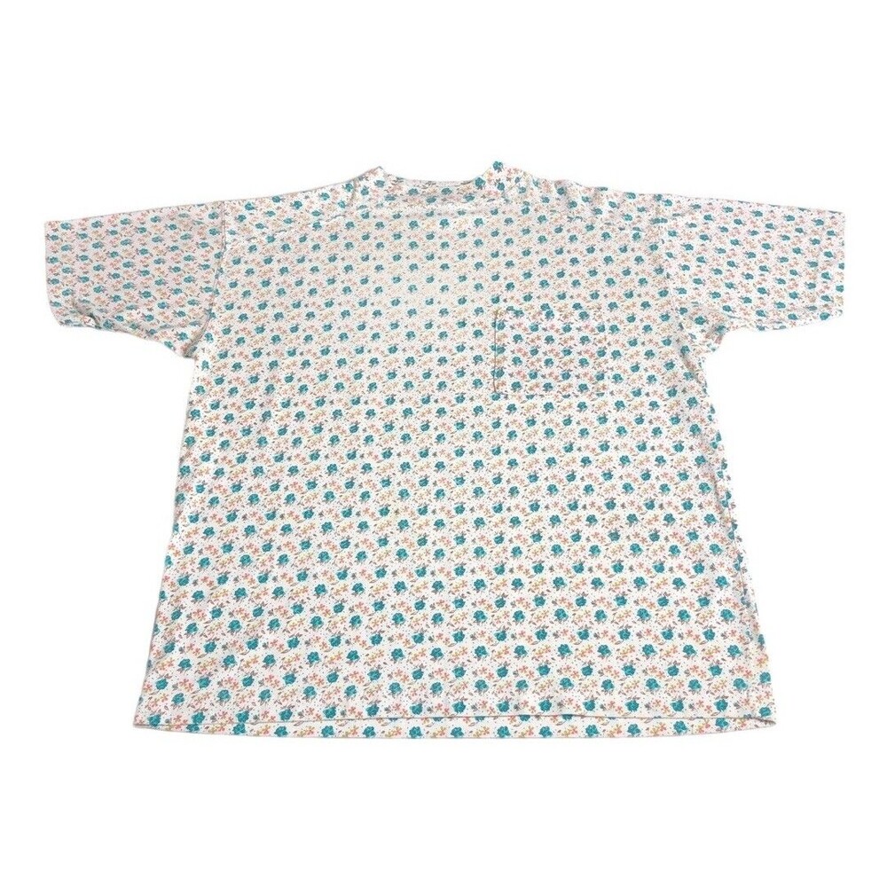 Vintage DB Sport Top Womens M Ditsy Floral Cottagecore Boho 90s 80s Pocket Tee
